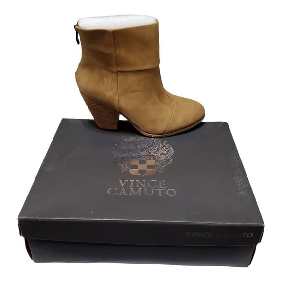 NEW Vince Camuto Hadley Ankle Bootie Sand Soft Nubuck Suede Tan Women's Sz 9 M - Picture 1 of 8